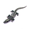 Alloy Rhinestones Alligator Brooches, Crocodile Brooches, Platinum, Emerald, 143x44.5mm