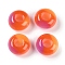 Triple Color Resin European Beads, Large Hole Beads, Imitation Cat Eye, Rondelle, Dark Orange, 13.5x7.5mm, Hole: 5mm