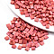 2-Hole Glass Seed Beads, Opaque Frosted Colours Rainbow, Rectangle, Salmon, 5x4.5~5.5x2~2.5mm, Hole: 0.5~0.8mm, about 118pcs/10g