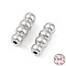 Anti-Tarnish Rhodium Plated 925 Sterling Silver Screw Clasps, Twist Clasps, Round, Platinum, 11x4mm, Hole: 1.2mm