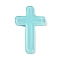 Cross Resin Cabochons, Cyan, 29x18x3mm