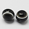 Round Evil Eye Resin Beads, Black, 11.5~12x11mm, Hole: 2.5mm