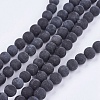 Natural Black Stone Bead Strands X-G-R193-01-6mm-1