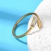 304 Stainless Steel & Natural Shell Cuff Rings for Women RJEW-G372-01G-05-2