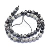 Natural Black Silk Stone/Netstone Beads Strands G-K310-A09-8mm-2