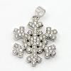CZ Christmas Jewelry Brass Micro Pave Cubic Zirconia Snowflake Pendants ZIRC-M026-01P-1