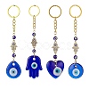 Heart/Hamsa Hand/Teardrop/Flat Round with Evil Eye Lampwork Pendant Keychain KEYC-JKC00439-1