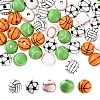 100Pcs 5 Style Painted Natural Wood European Beads WOOD-LS0001-45-1