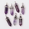 Natural Amethyst Double Terminated Pointed Pendants X-G-F295-05C-1