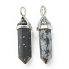 Natural Snowflake Obsidian Pointed Pendants G-M378-01P-A09-2