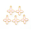 Light Gold Plated Alloy Enamel Pendants X-ENAM-R136-15B-1