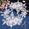 2Pcs Flower Polyester with Plastic Pearl Embroidery Sew on Cloth Patches PATC-HY0002-03B-4