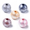 Painted Natural Wood European Beads WOOD-S057-026-1