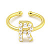 Rack Plating Brass Open Cuff Rings for Women RJEW-F162-01G-R-2