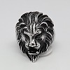 Valentines Day Unique Gift Ideas Retro Men's 304 Stainless Steel Wide Lion Rings RJEW-F006-200-1
