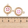 CCB Plastic Frame with Polymer Clay Smiling Face Beads Flat Round Links Connector Charms KK-D103-10G-G-3