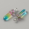 Glass Double Terminal Pointed Pendants G-WH0016-40G-2