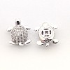 Brass Micro Pave Cubic Zirconia Tortoise Beads ZIRC-L007-42P-1