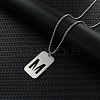 Rectangle with Hollow Out Letter 201 Stainless Steel Pendant Necklaces FS-WG34D20-04-1
