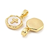 Brass Pave Shell Charms KK-G490-35G-2