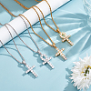 ANATTASOUL 4Pcs 4 Style 304 Stainless Steel with Cubic Zirconia Cross Pendant Necklaces Set with Brass Chains NJEW-AN0001-81-7