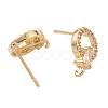 8 Pairs Brass Micro Pave Clear Cubic Zirconia Stud Earring Findings KK-ZZ0001-09-RS-5