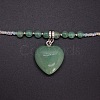 Natural Gemstone Heart Pendant Colorful Glass Seed Beads Beaded Necklaces for Women VA8487-5-3