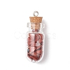 8Pcs 8 Styles Synthetic Turquoise & Natural Green Aventurine & Citrine & Rose Quartz & Lapis Lazuli & Quartz Crystal & Amethyst & Red Jasper Chip Glass Bottle Pendants PALLOY-JF04073-3