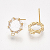 Brass Cubic Zirconia Stud Earring Findings KK-S350-343-2