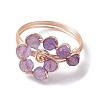 3Pcs 3 Style Natural Mixed Gemstone Braided Beaded Finger Rings Set RJEW-TA00106-4