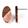 Transparent Resin & Walnut Wood Stud Earring Findings MAK-N032-005A-F04-4
