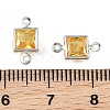 SHEGRACE Brass Pave Cubic Zirconia Square Connector Charms XGRQ2O014-440D-P-3