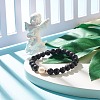 Natural Pearl & Lava Rock Beaded Stretch Bracelet BJEW-JB07760-2
