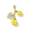 Glass Seed Beaded Berries & Leaf Pendants PALLOY-MZ01114-2