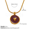 304 Stainless Steel Enamel Shell Flat Round with Heart Pendant Necklaces for Women WG2F9FE-05-1
