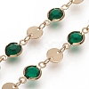 Handmade Flat Round Glass Beaded Chains CHC-G008-04LG-01-2