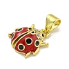Rack Plating Brass Micro Pave Clear Cubic Zirconia with Enamel Pendant KK-B091-37G-01-2
