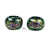 Flower Printed Transparent Acrylic Rondelle Beads TACR-S160-01-C03-2