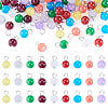90Pcs 9 Colors Baking Paint Imitation Jade Glass Round Bead with Iron Pendants PALLOY-TAC0281-1