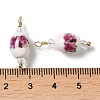 Handmade Floral Printed Porcelain Pendants KK-P242-19G-01-3