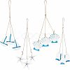 2Pcs 2 Colors Mediterranean Style Natural Wood Pendant Ornaments HJEW-FH0001-03-1