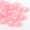 Transparent Acrylic Heart Horizontal Hole Letter Beads X-TACR-Q101-01A-1