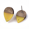 Resin & Walnut Wood Stud Earring Findings MAK-N032-002A-B06-4