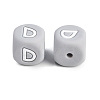 20Pcs Grey Cube Letter Silicone Beads 12x12x12mm Square Dice Alphabet Beads with 2mm Hole Spacer Loose Letter Beads for Bracelet Necklace Jewelry Making JX436D-2