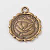 Flower Alloy Pendant Cabochon Settings and Half Round/Dome Clear Glass Cabochons DIY-X0221-AB-FF-5