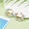 Faceted Round Natural Stone Beads Huggie Hoop Earrings for Girl Women EJEW-JE04687-3