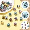 28Pcs 7 Colors Printed Opaque Acrylic Beads OACR-FS0002-46-2
