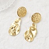 304 Stainless Steel Teardrop with Flat Round Dangle Stud Earrings EJEW-JE06752-1