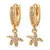 Starfish Brass Micro Pave Cubic Zirconia Hoop Earrings EJEW-F384-14G-01-4
