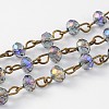 Handmade Electroplate Glass Faceted Rondelle Beads Chains for Necklaces Bracelets Making AJEW-JB00147-03-1